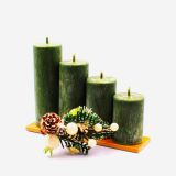 Adventné sviečky úzke 4 x zelená 47x120,100,80,60 mm